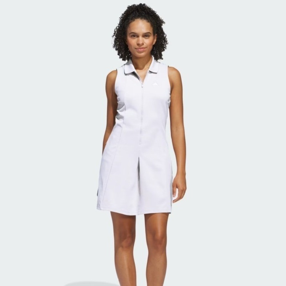 Adidas Womens Sleeveless Golf Dress Size S White Full Zip Polo Pique Athletic